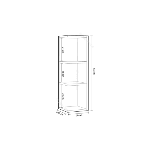 Módulo de banho de canto Branco brilhante 20 x 65 x 19,5cm cm