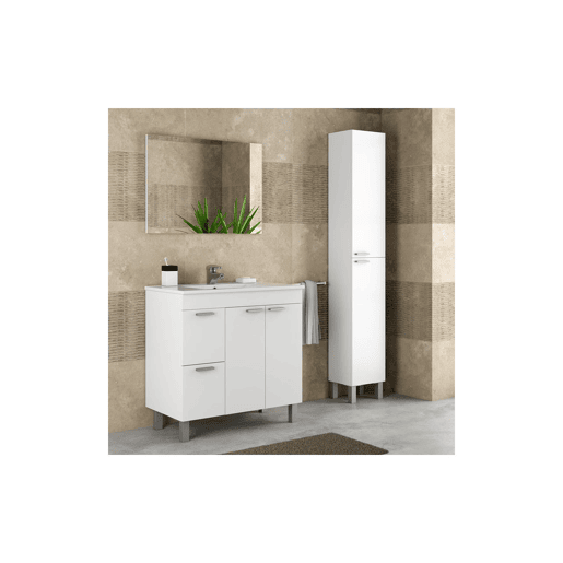 Coluna de casa de banho Koncept 2 portas Branco brilhante 30 x 182 x 25cm cm