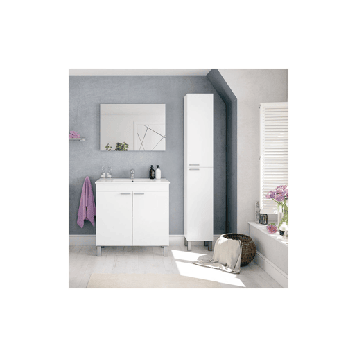 Coluna de casa de banho Koncept 2 portas Branco brilhante 30 x 182 x 25cm cm