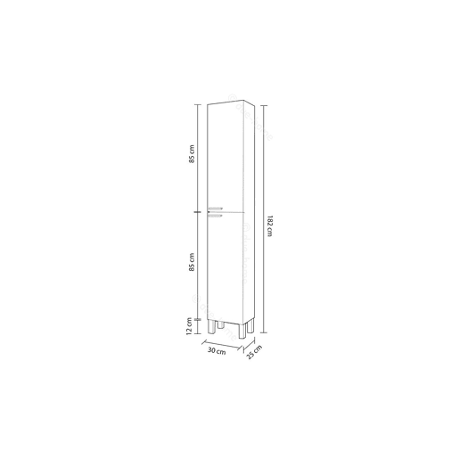 Coluna de casa de banho Koncept 2 portas Branco brilhante 30 x 182 x 25cm cm