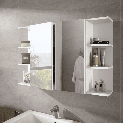 Roupeiro de quarto de vestir com espelho Branco brilhante 60 x 65 x 21cm cm