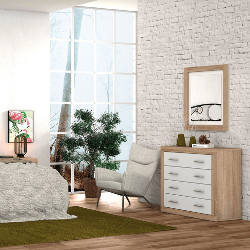Espelho retangular Lara Cambria - Branco 75 x 90 x 3,5 cm