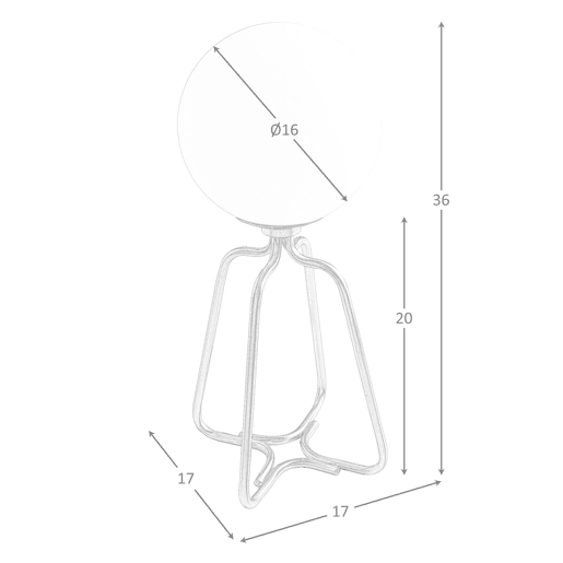 ANGEL CERDA Candeeiro de mesa em aço dourado e vidro branco