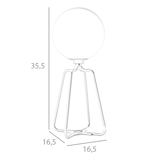 ANGEL CERDA Candeeiro de mesa em aço dourado e vidro branco