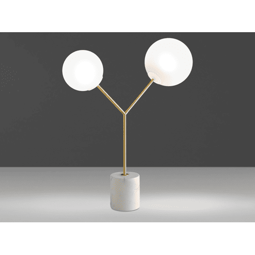 ANGEL CERDA Candeeiro de mesa em mármore branco, aço dourado e vidro branco ANGEL CERDA Candeeiro de mesa em mármore branco, aço dourado e vidro branco