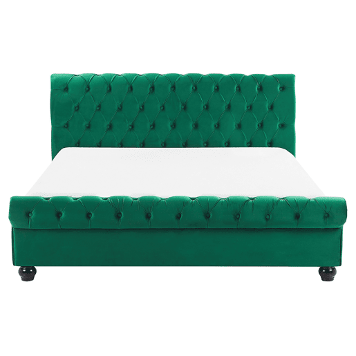 Cama Veludo AVALLON 160 x 200 cm Verde esmeralda