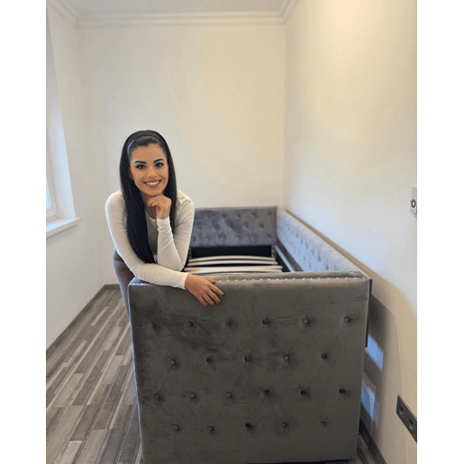 Cama gavetão Veludo GASSIN 90 x 200 cm Cinzento