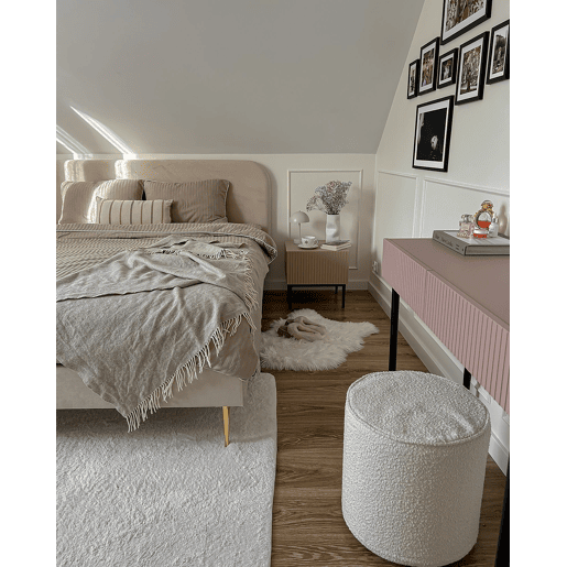 Cama Veludo FLAYAT 140 x 200 cm Creme claro