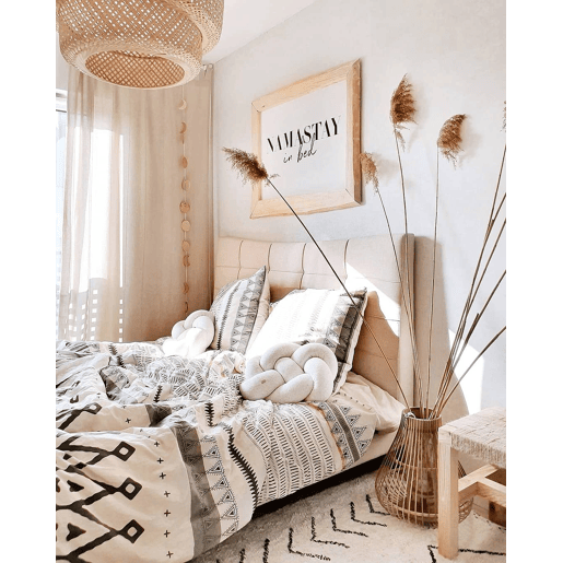 Cama Tecido LANNION 180 x 200 cm Creme claro