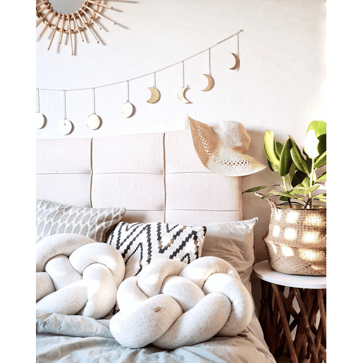 Cama Tecido LANNION 180 x 200 cm Creme claro