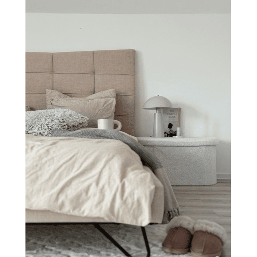 Cama Tecido LANNION 160 x 200 cm Creme claro