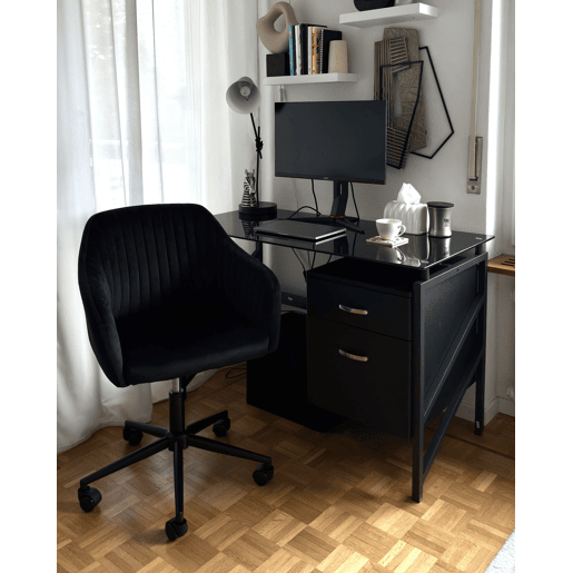 Secretária MORITON Preto 117 cm 57 cm com arrumação