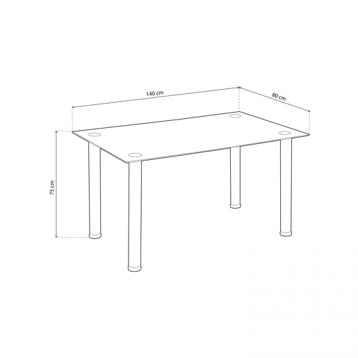 Mesa de jantar Ake Vidro preto - Cromado 140 x 75 x 80 cm
