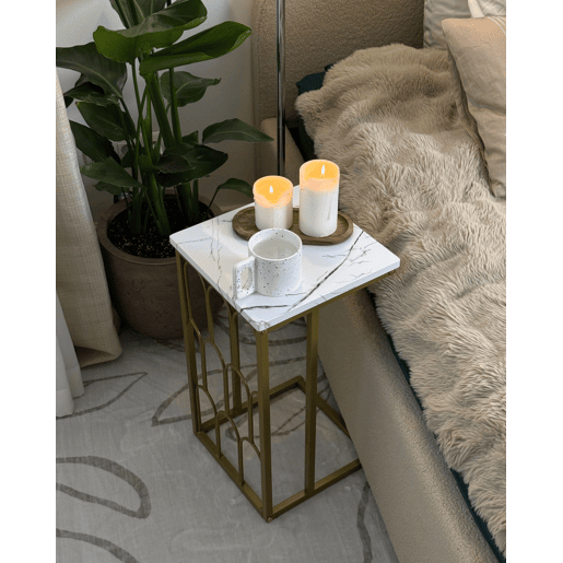 Mesa de apoio PANDALE Mármore branco Mesa de apoio PANDALE Mármore branco