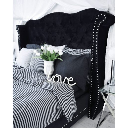 Cama Veludo AYETTE 180 x 200 cm Preto