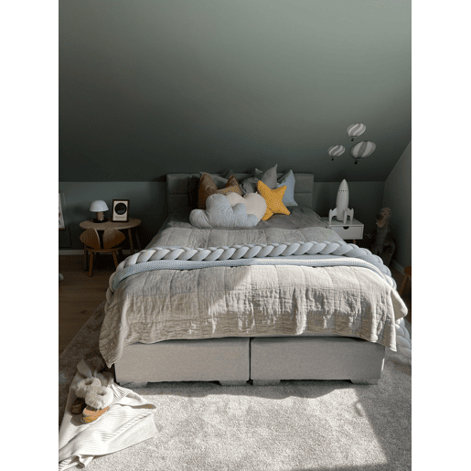 Cama continental Tecido ADMIRAL 180 x 200 cm Cinzento claro