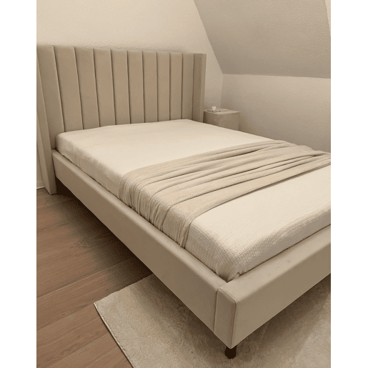 Cama Veludo VILLETTE 140 x 200 cm Creme