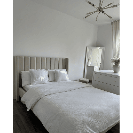 Cama Veludo VILLETTE 140 x 200 cm Creme