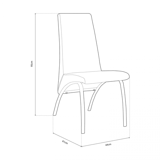 Conjunto de 2 cadeiras de jantar Lise Tex Marengo 44 x 95 x 61 cm