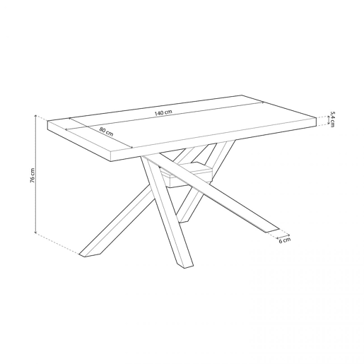 Mesa de jantar Xena 140 Preto - Carvalho 140cm x 76 x 80 cm