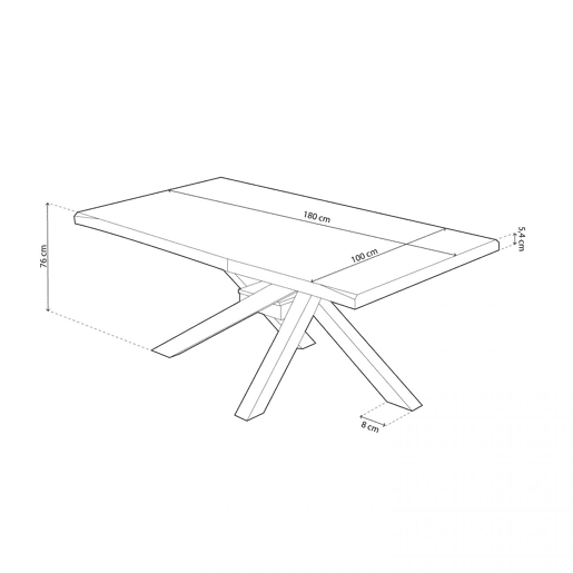 Mesa de jantar Xena Fit 180 Preto - Carvalho 180 x 76 x 100 cm
