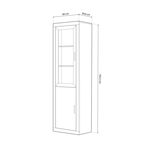 Vitrina Nuka 2 portas Cambria - Branco 60 x 193,2 x 34,6 cm
