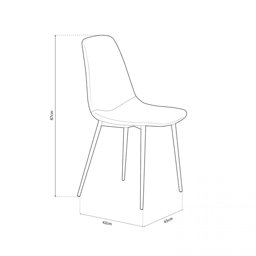 Conjunto de 4 cadeiras de jantar Cai Pele castanha 43 x 87 x 42 cm