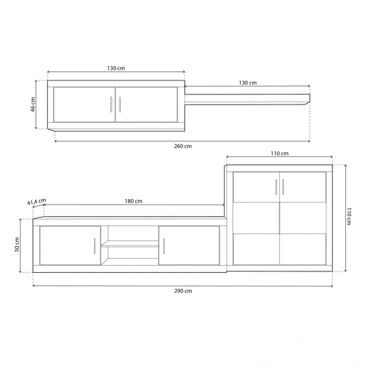 Salão Nuka V7 Cambria - Branco 290 x 156 x 41,4 cm