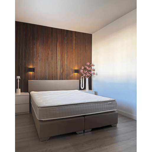 Cama continental Tecido PRESIDENT 160 x 200 cm Creme