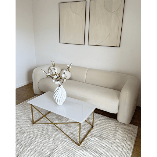Mesa de centro EMPORIA Vidro de segurança (temperado) BrancoDourado