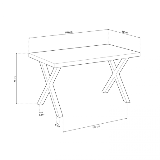 Mesa de jantar X-Loft 140 Carvalho selvagem - Branco 140x80 cm