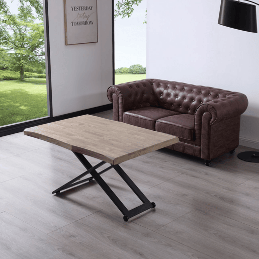 Mesa de centro elevatória Lada Fit Carvalho Mel - Preto 120 x 76 x 80 cm