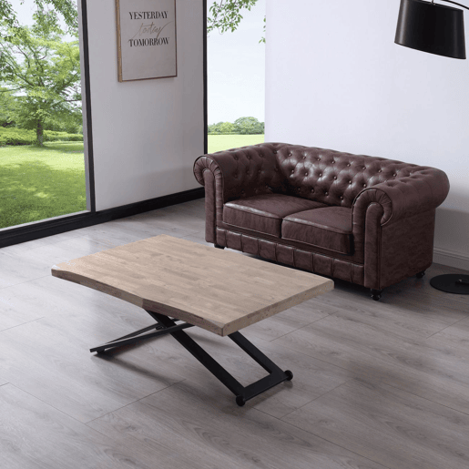 Mesa de centro elevatória Lada Fit Carvalho Mel - Preto 120 x 76 x 80 cm