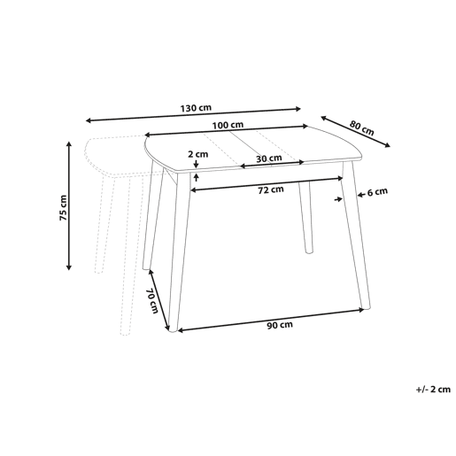 Mesa de jantar extensível TOMS Castanho claro 100130 cm 80 cm