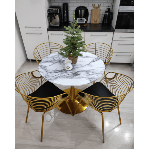 Mesa de jantar BOCA Mármore branco 90 cm 90 cm Mesa de jantar BOCA Mármore branco 90 cm 90 cm