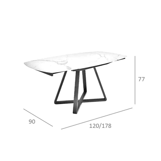ANGEL CERDA Mesa de jantar extensível barril oval mármore porcelânico e aço preto ANGEL CERDA Mesa de jantar extensível barril oval mármore porcelânico e aço preto