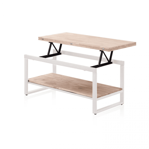 Mesa de centro extensível Rens Branco - Carvalho 100 x 62 x 90 cm