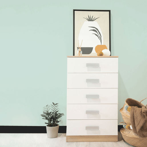 Cómoda Kamik Carvalho nórdico - Branco 60 x 108,5 x 38 cm