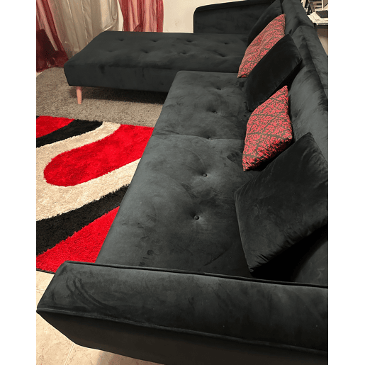 Sofá-cama de canto VADSO Veludo Preto 4 lugares à direita