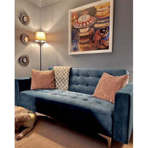 Sofá-cama ABERDEEN Veludo Azul esverdeado 3 lugares