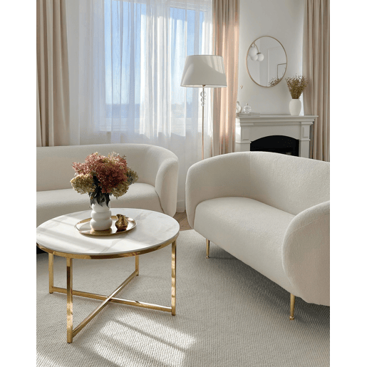Sofá LOEN Bouclé Branco 3 lugares