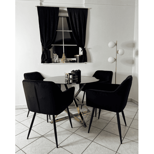 Mesa de jantar BOSCO Preto 105 cm 105 cm Vidro de segurança (temperado)