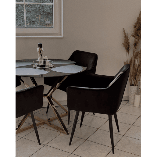 Mesa de jantar BOSCO Preto 105 cm 105 cm Vidro de segurança (temperado)