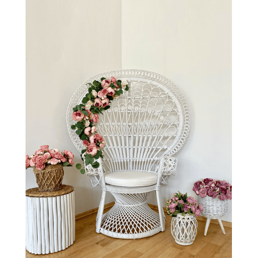Cadeira pavão EMMANUELLE Rattan Branco Cadeira pavão EMMANUELLE Rattan Branco