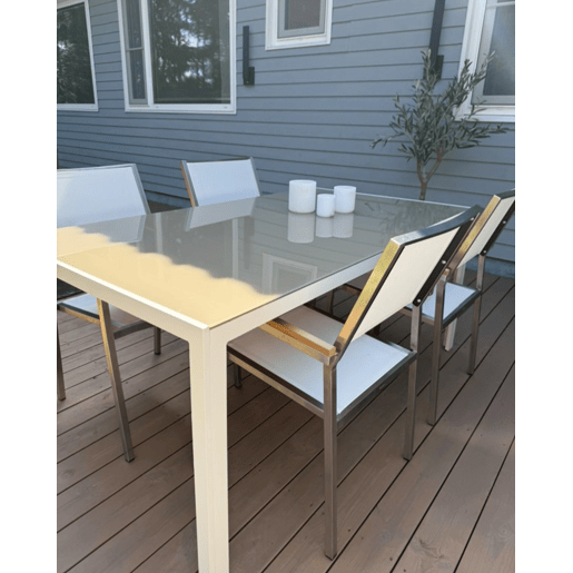 Conjunto de 6 cadeiras de jardim GROSSETO Aço inoxidável Branco Conjunto de 6 cadeiras de jardim GROSSETO Aço inoxidável Branco