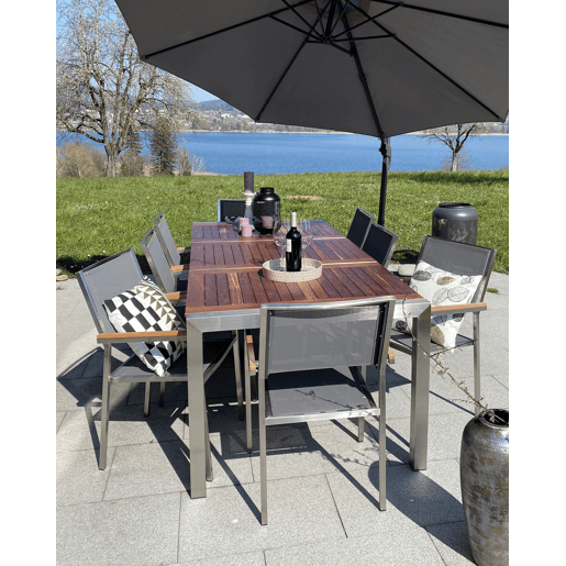 Conjunto de 6 cadeiras de jardim GROSSETO Aço inoxidável Cinzento