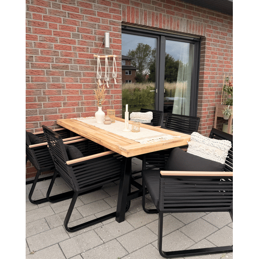 Mesa de refeição de jardim SCANIA 170 cm 80 cm Madeira de acácia Preto
