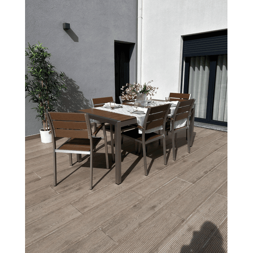 Mesa de refeição de jardim VERNIO 180 cm 90 cm Metal Castanho