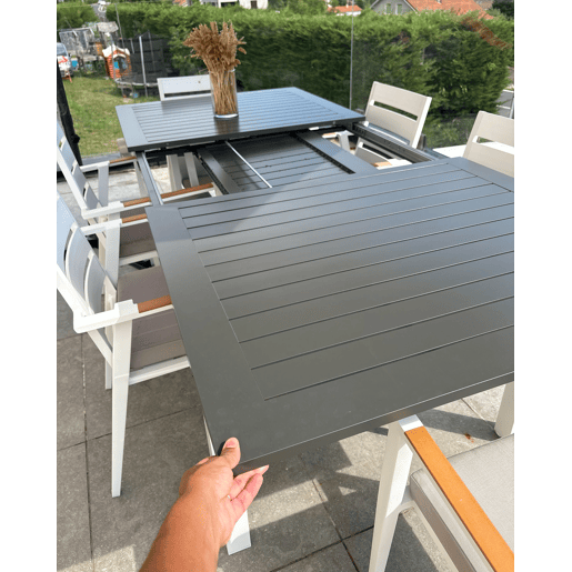 Mesa de refeição de jardim extensível PANCOLE 168248 cm 100 cm Metal Cinzento