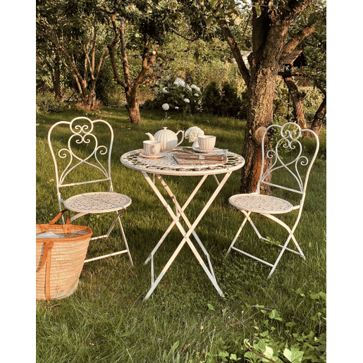 Conjunto de 2 cadeiras de jardim TRIESTE Dobrável Metal Creme claro